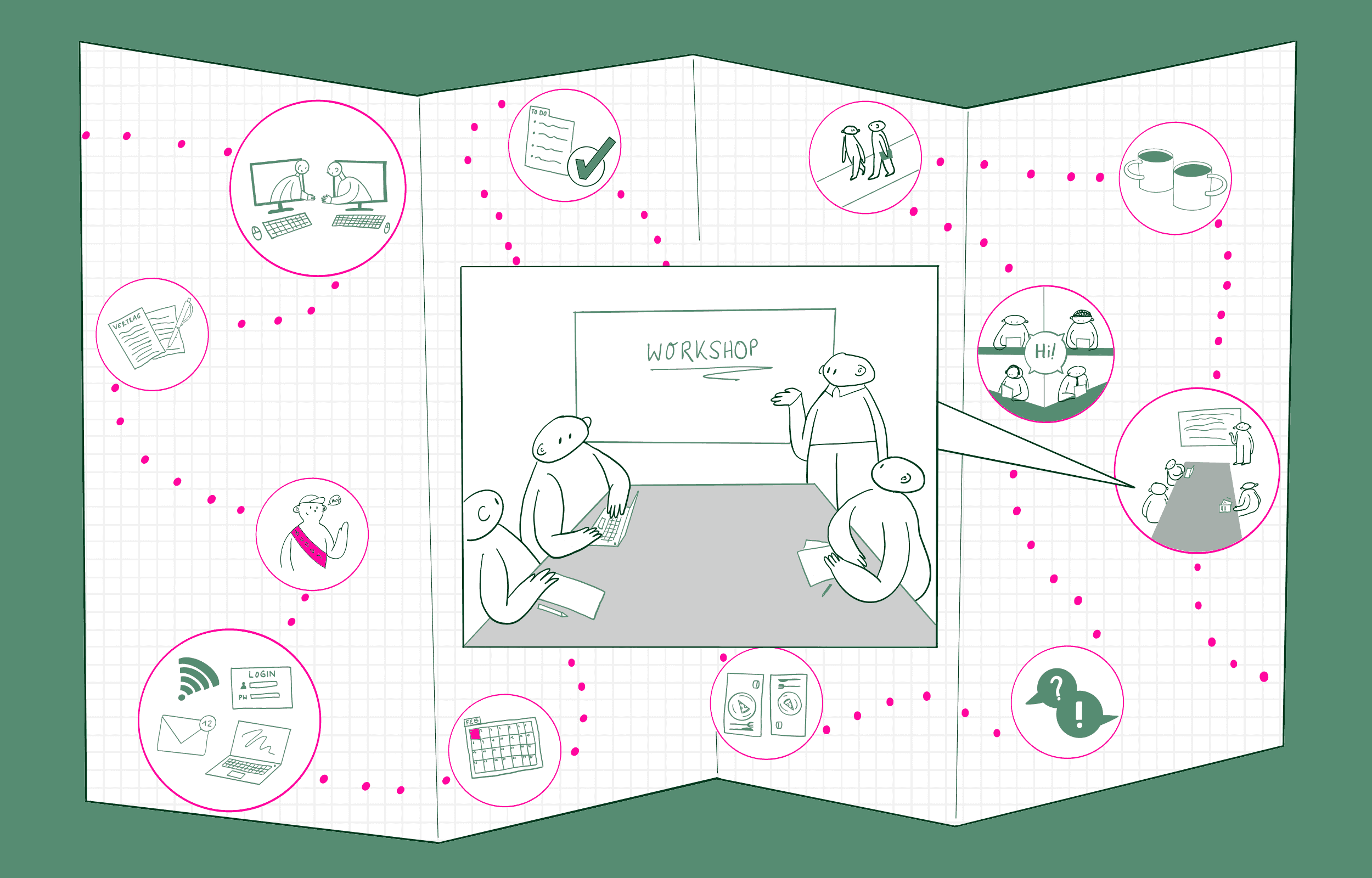 Zwei Personen stehen nebeneinander; eine studiert eine gefaltete Landkarte, die andere hilft.