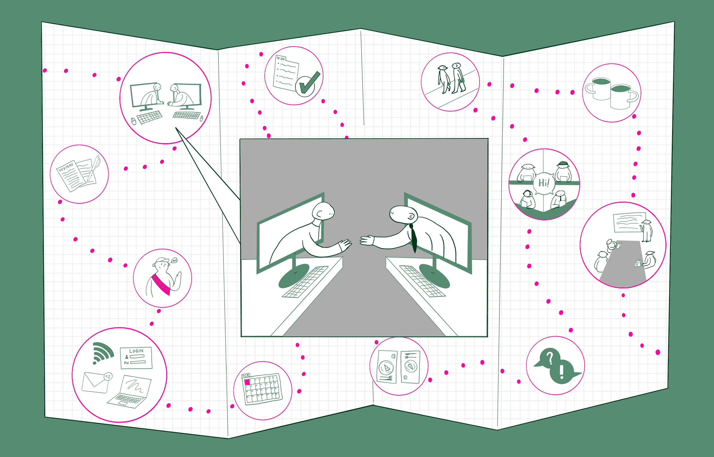 Zwei Personen stehen nebeneinander; eine studiert eine gefaltete Landkarte, die andere hilft.